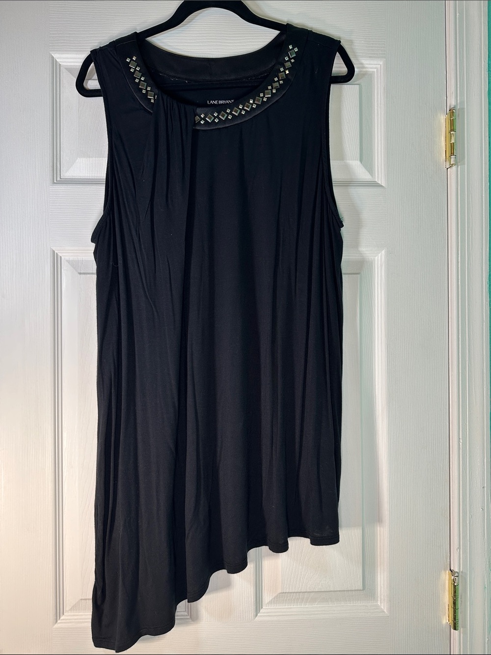 Lane Bryant Black Sleeveless Top with Beaded Neckline